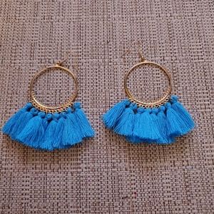 Blue tassel earrings
